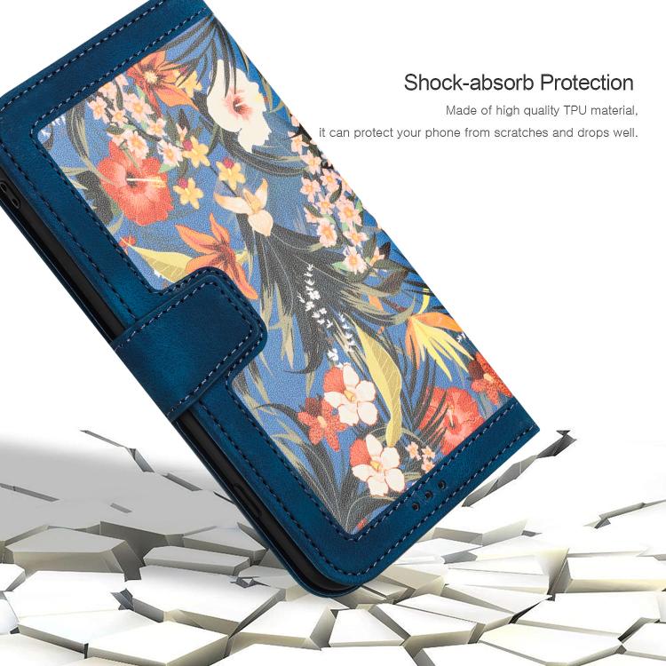 For Sony Xperia 1 VIII Floral Pattern Leather Phone Case with Lanyard(Dark Blue) - Image 7