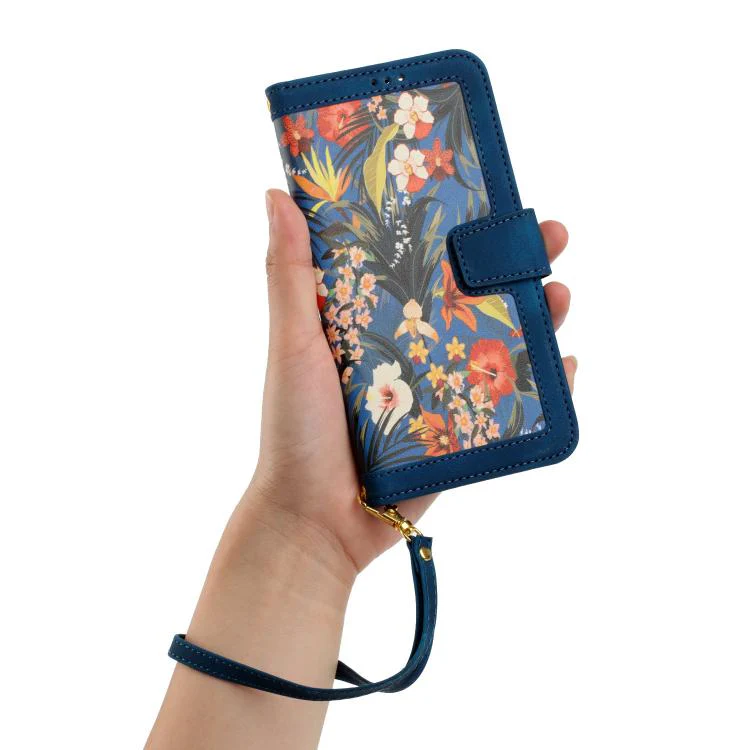 For Sony Xperia 1 VIII Floral Pattern Leather Phone Case with Lanyard(Dark Blue) - Image 8