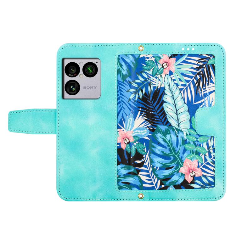 For Sony Xperia 1 VIII Floral Pattern Leather Phone Case with Lanyard(Green) - Image 3