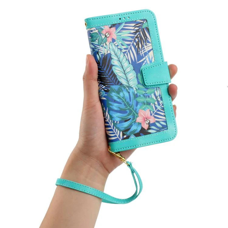 For Sony Xperia 1 VIII Floral Pattern Leather Phone Case with Lanyard(Green) - Image 8