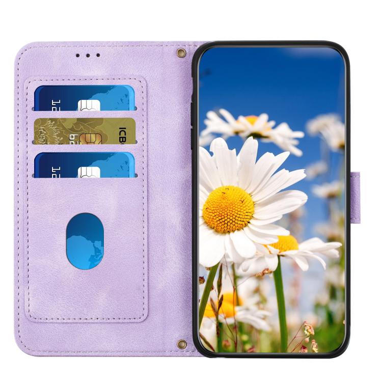 For Sony Xperia 1 VIII Floral Pattern Leather Phone Case with Lanyard(Light Purple) - Image 5