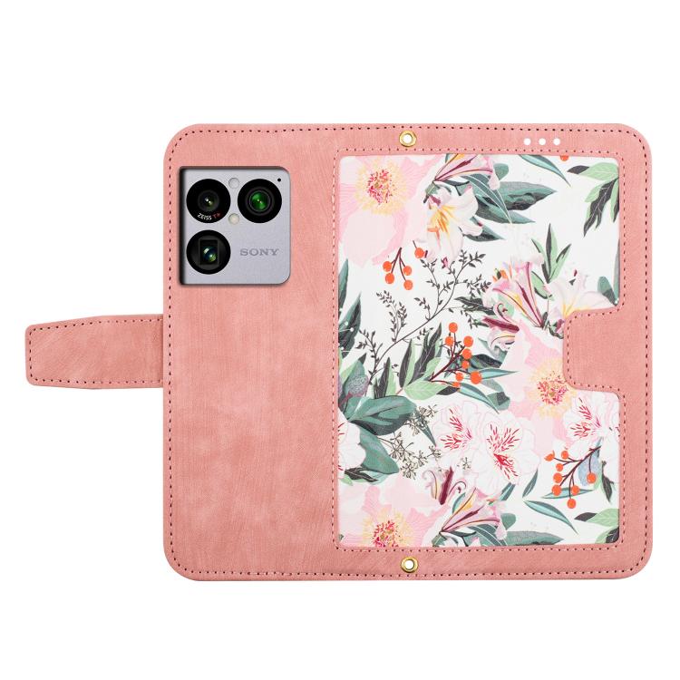 For Sony Xperia 1 VIII Floral Pattern Leather Phone Case with Lanyard(Pink) - Image 3