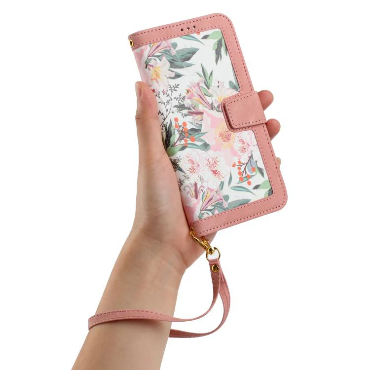 For Sony Xperia 1 VIII Floral Pattern Leather Phone Case with Lanyard(Pink) - Image 8