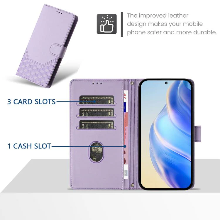 For Sony Xperia 1 VIII Honeycomb Embossing RFID Leather Phone Case(Light Purple) - Image 3