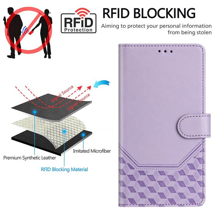 For Sony Xperia 1 VIII Honeycomb Embossing RFID Leather Phone Case(Light Purple) - Image 4