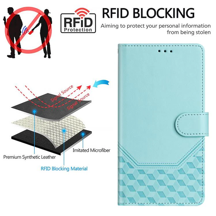 For Sony Xperia 1 VIII Honeycomb Embossing RFID Leather Phone Case(Mint Green) - Image 4