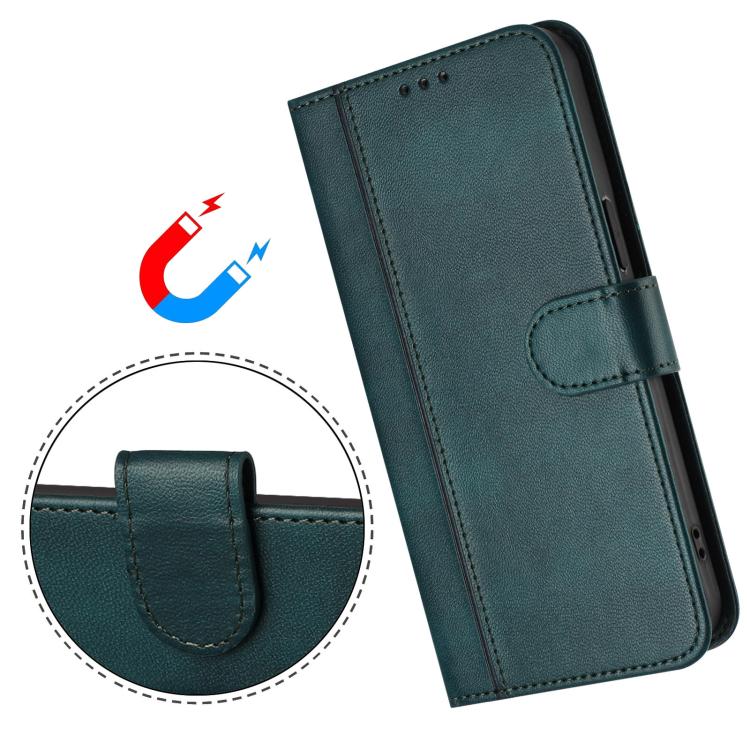 For Sony Xperia 1 VIII Line Splicing Buckle Retro Leather Phone Case(Dark Green) - Image 5