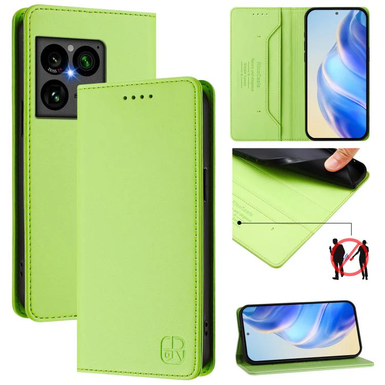For Sony Xperia 1 VIII RC01 Dual-Folded Magnetic Suction RFID Leather Phone Case(Grass Green)