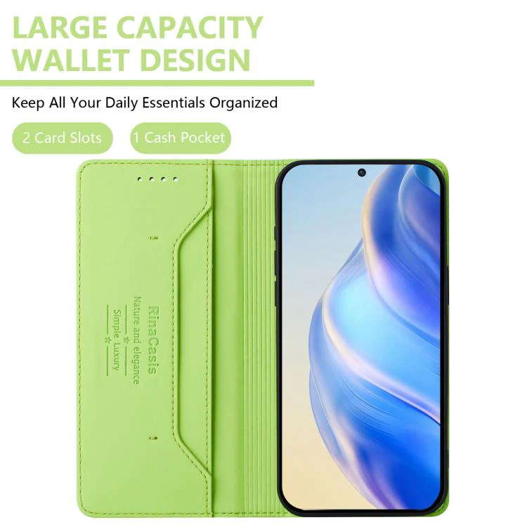 For Sony Xperia 1 VIII RC01 Dual-Folded Magnetic Suction RFID Leather Phone Case(Grass Green) - Image 3