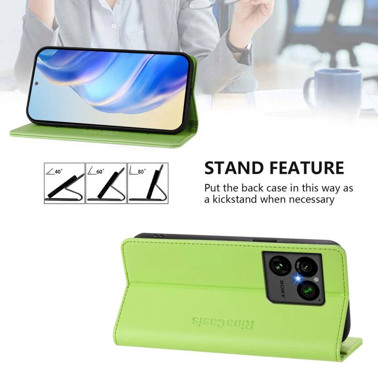 For Sony Xperia 1 VIII RC01 Dual-Folded Magnetic Suction RFID Leather Phone Case(Grass Green) - Image 4