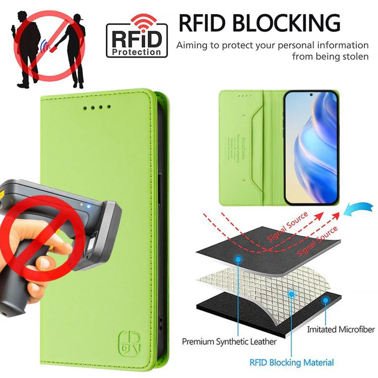 For Sony Xperia 1 VIII RC01 Dual-Folded Magnetic Suction RFID Leather Phone Case(Grass Green) - Image 5