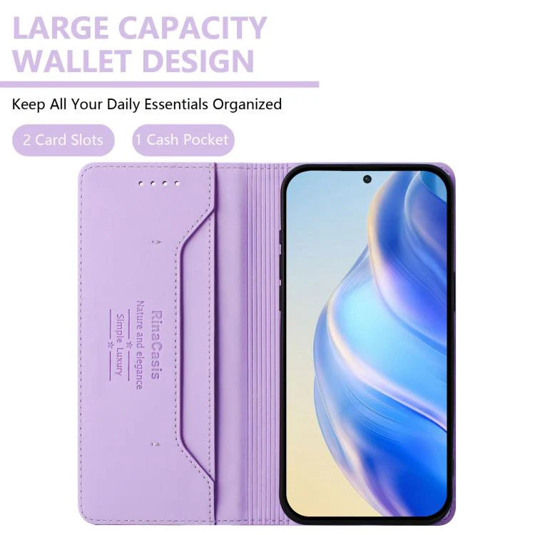 For Sony Xperia 1 VIII RC01 Dual-Folded Magnetic Suction RFID Leather Phone Case(Light Purple) - Image 3