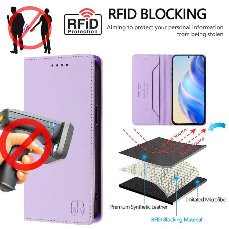 For Sony Xperia 1 VIII RC01 Dual-Folded Magnetic Suction RFID Leather Phone Case(Light Purple) - Image 5