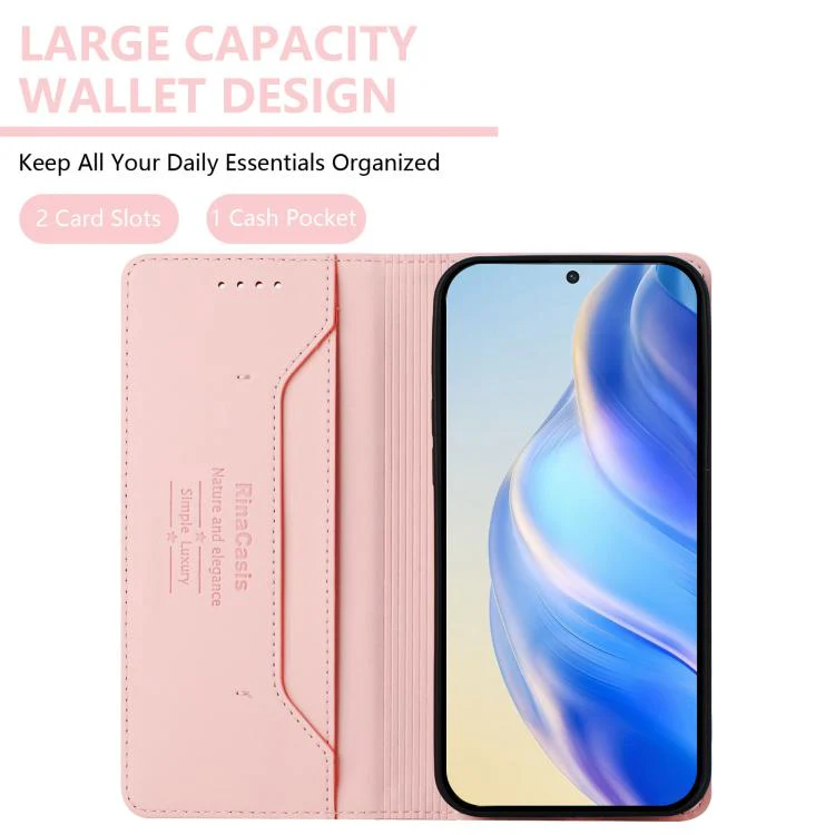 For Sony Xperia 1 VIII RC01 Dual-Folded Magnetic Suction RFID Leather Phone Case(Pink) - Image 3