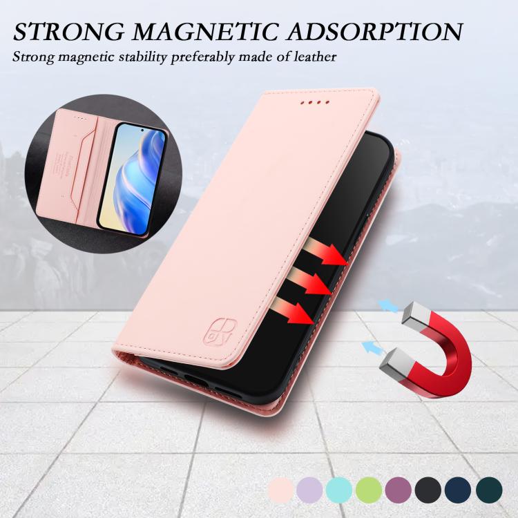 For Sony Xperia 1 VIII RC01 Dual-Folded Magnetic Suction RFID Leather Phone Case(Pink) - Image 6