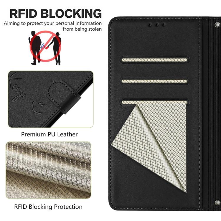 For Sony Xperia 1 VIII Smile Embossing RFID Leather Phone Case(Black) - Image 6