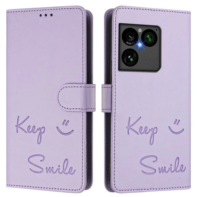 For Sony Xperia 1 VIII Smile Embossing RFID Leather Phone Case(Light Purple) - Image 2