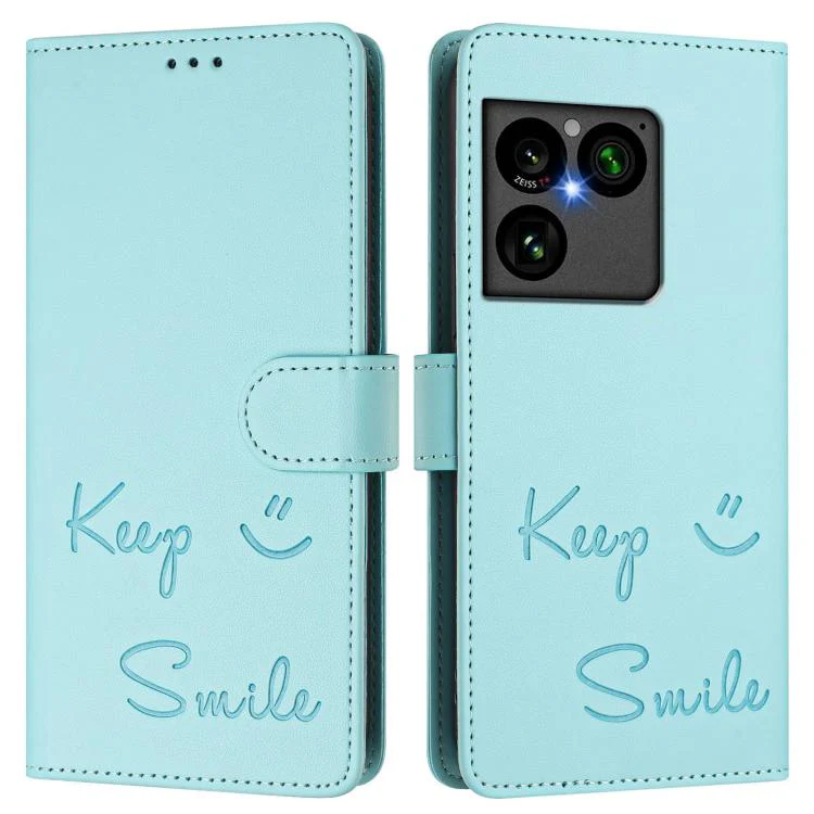 For Sony Xperia 1 VIII Smile Embossing RFID Leather Phone Case(Mint Green) - Image 2