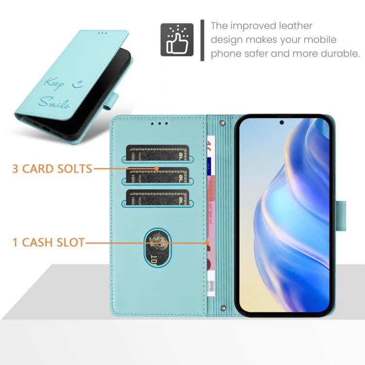 For Sony Xperia 1 VIII Smile Embossing RFID Leather Phone Case(Mint Green) - Image 3