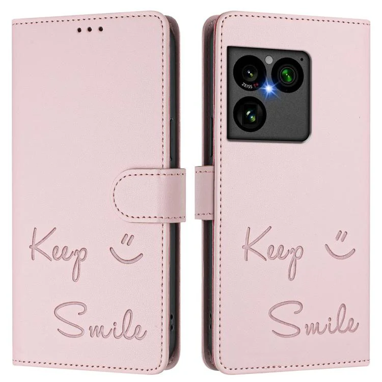 For Sony Xperia 1 VIII Smile Embossing RFID Leather Phone Case(Pink) - Image 2