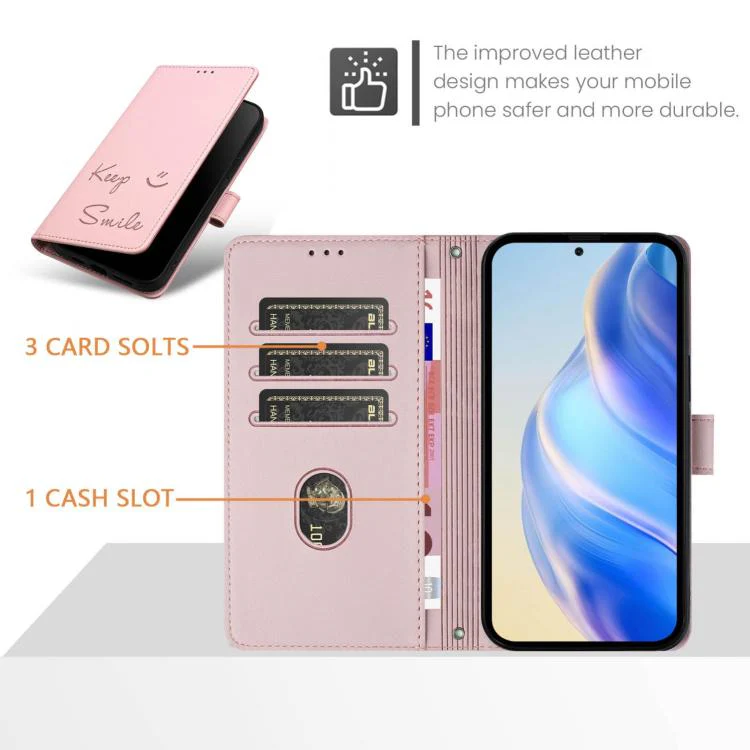 For Sony Xperia 1 VIII Smile Embossing RFID Leather Phone Case(Pink) - Image 3