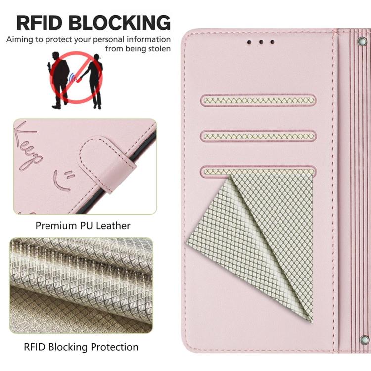 For Sony Xperia 1 VIII Smile Embossing RFID Leather Phone Case(Pink) - Image 6