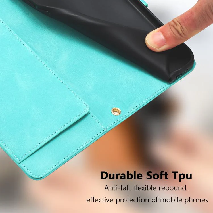 For Sony Xperia 1 VIII Tulips Embossed Leather Phone Case with Lanyard(Green) - Image 9