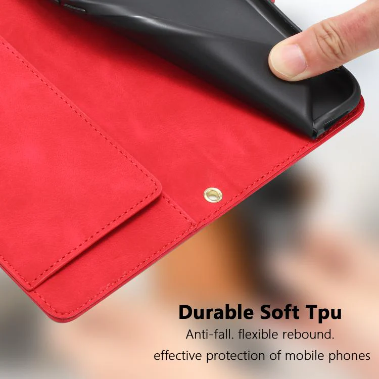 For Sony Xperia 1 VIII Tulips Embossed Leather Phone Case with Lanyard(Red) - Image 9