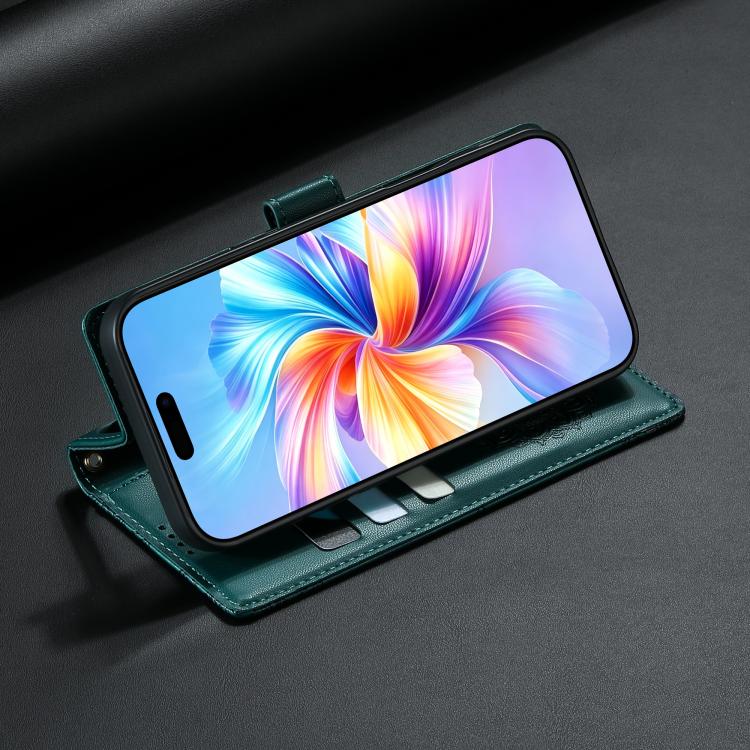 For Sony Xperia 10 ā
„ Totem Embossed Magnetic Closure Vegan Leather Phone Case with Strap(Deep Green) - Image 7