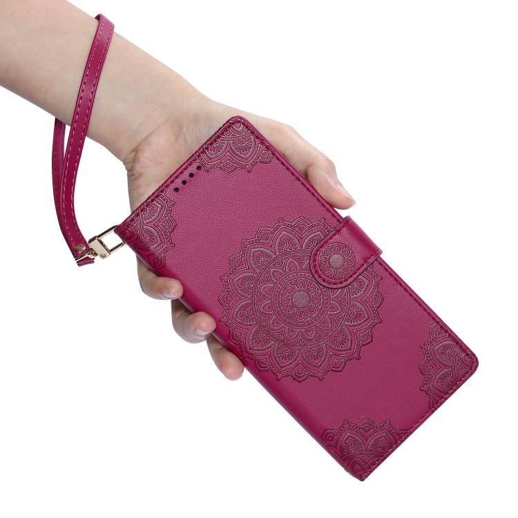 For Sony Xperia 10 Ⅵ Totem Embossed Magnetic Closure Vegan Leather Phone Case with Strap(Rose Red) - Image 3