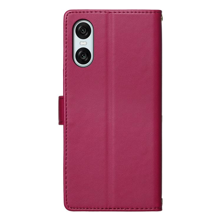 For Sony Xperia 10 Ⅵ Totem Embossed Magnetic Closure Vegan Leather Phone Case with Strap(Rose Red) - Image 4