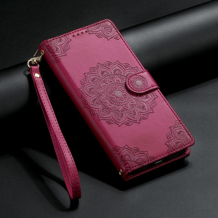 For Sony Xperia 10 Ⅵ Totem Embossed Magnetic Closure Vegan Leather Phone Case with Strap(Rose Red) - Image 6