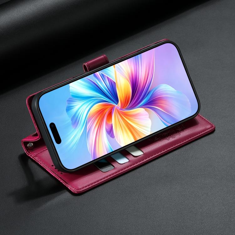 For Sony Xperia 10 Ⅵ Totem Embossed Magnetic Closure Vegan Leather Phone Case with Strap(Rose Red) - Image 7