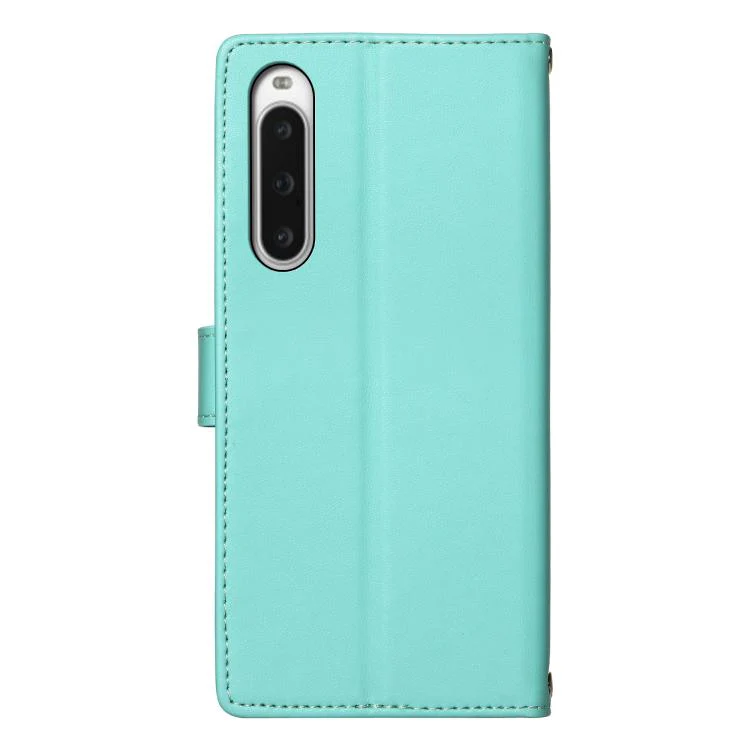 For Sony Xperia 10 V Totem Embossed Magnetic Closure Vegan Leather Phone Case with Strap(Light Green) - Image 4