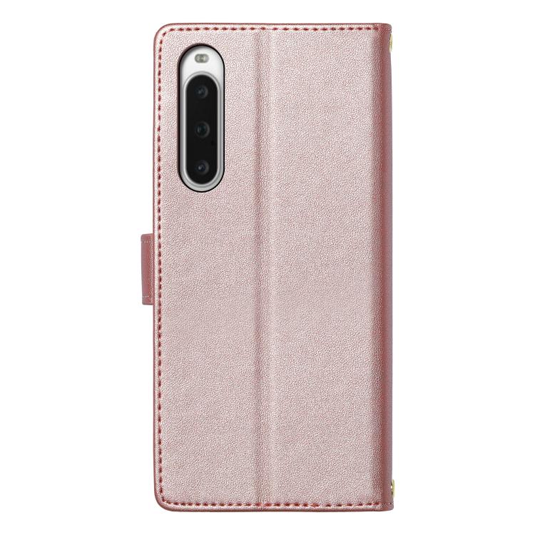 For Sony Xperia 10 V Totem Embossed Magnetic Closure Vegan Leather Phone Case with Strap(Pink) - Image 4