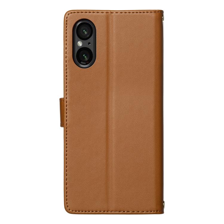 For Sony Xperia 5 Ⅵ Totem Embossed Magnetic Closure Vegan Leather Phone Case with Strap(Brown) - Image 4
