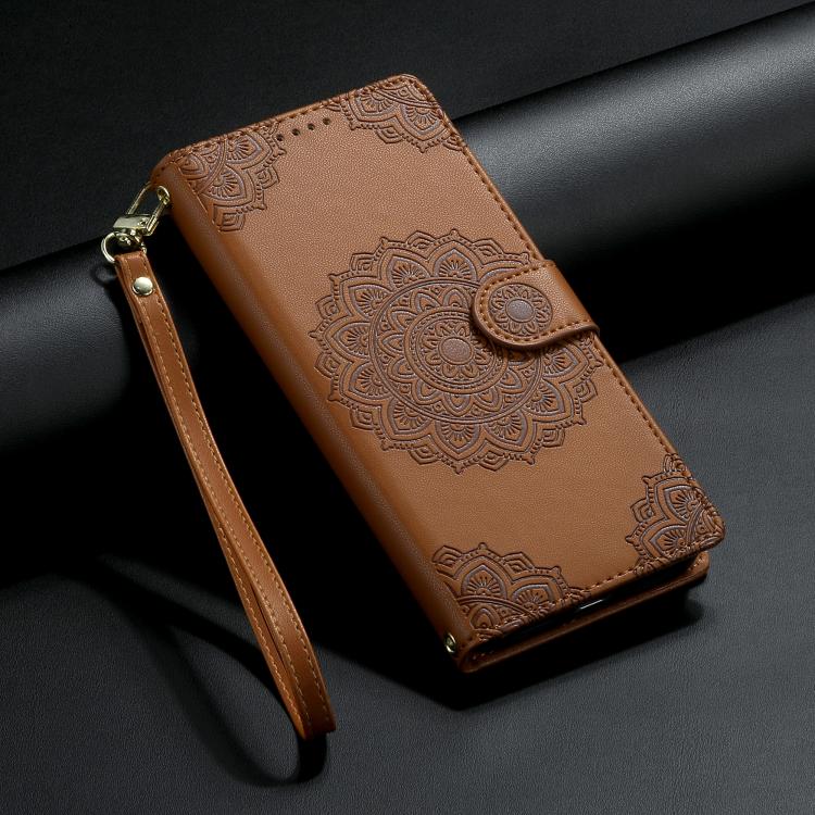 For Sony Xperia 5 Ⅵ Totem Embossed Magnetic Closure Vegan Leather Phone Case with Strap(Brown) - Image 6