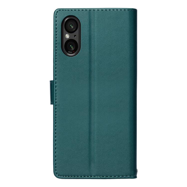 For Sony Xperia 5 Ⅵ Totem Embossed Magnetic Closure Vegan Leather Phone Case with Strap(Deep Green) - Image 4