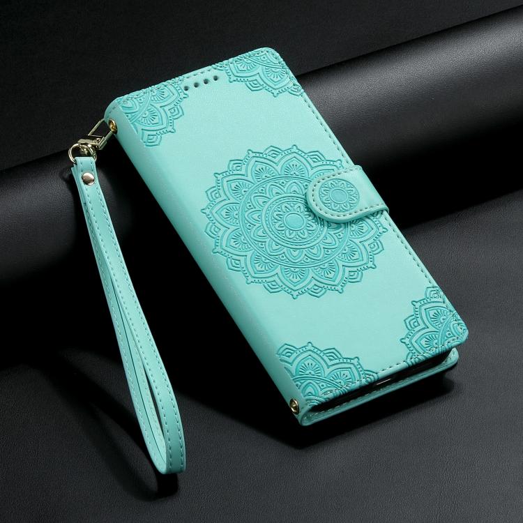 For Sony Xperia 5 Ⅵ Totem Embossed Magnetic Closure Vegan Leather Phone Case with Strap(Light Green) - Image 6