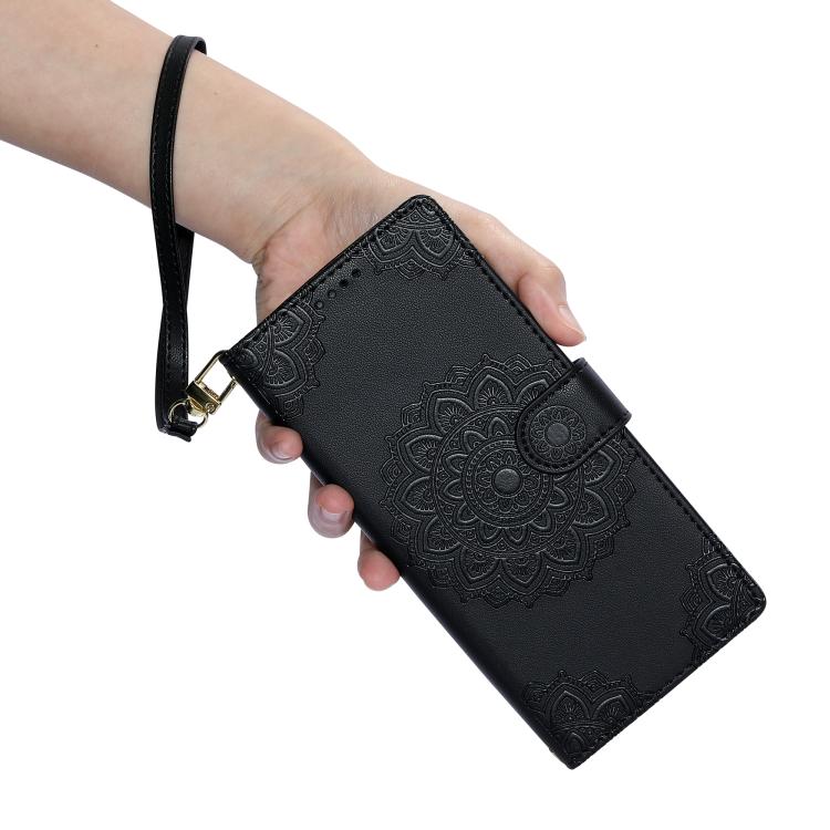 For Sony Xperia 5 V Totem Embossed Magnetic Closure Vegan Leather Phone Case with Strap(Black) - Image 3