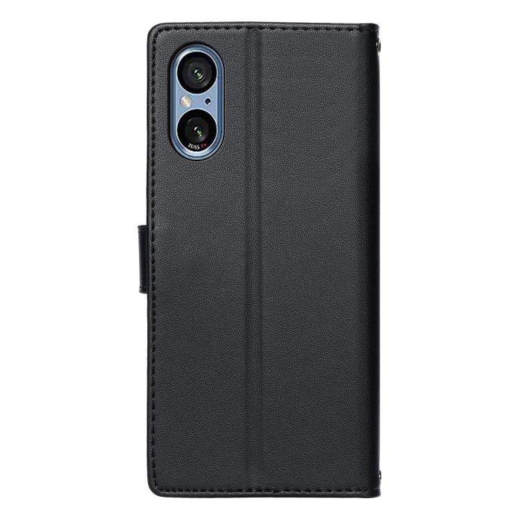 For Sony Xperia 5 V Totem Embossed Magnetic Closure Vegan Leather Phone Case with Strap(Black) - Image 4
