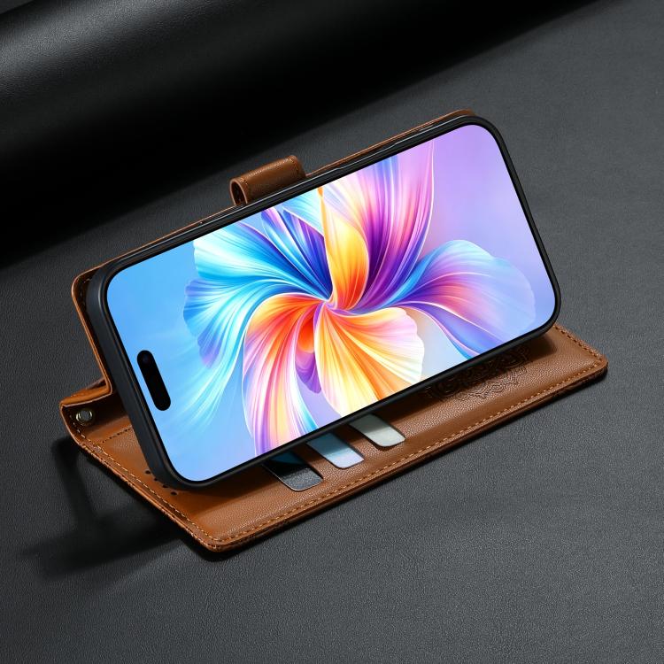 For Sony Xperia 5 V Totem Embossed Magnetic Closure Vegan Leather Phone Case with Strap(Brown) - Image 7