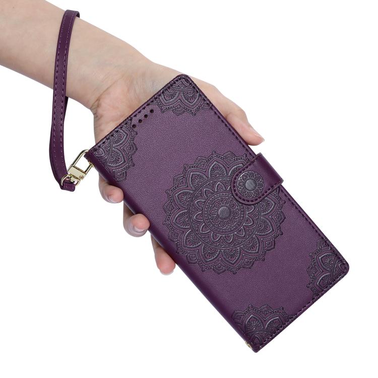 For Sony Xperia 5 V Totem Embossed Magnetic Closure Vegan Leather Phone Case with Strap(Purple) - Image 3