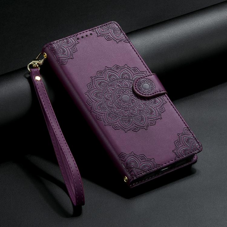 For Sony Xperia 5 V Totem Embossed Magnetic Closure Vegan Leather Phone Case with Strap(Purple) - Image 6