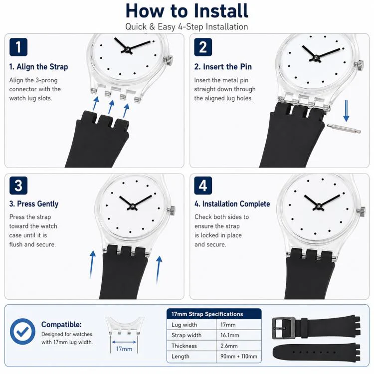 For Swatch 17mm xDfind Convex Mouth Solid Color Silicone Watch Band(White) - Image 6