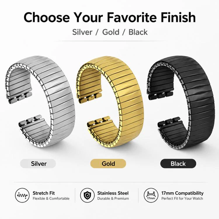 For Swatch 17mm xDfind Trapezoid Stainless Steel Spring Elasticity Watch Band(Gold) - Image 6