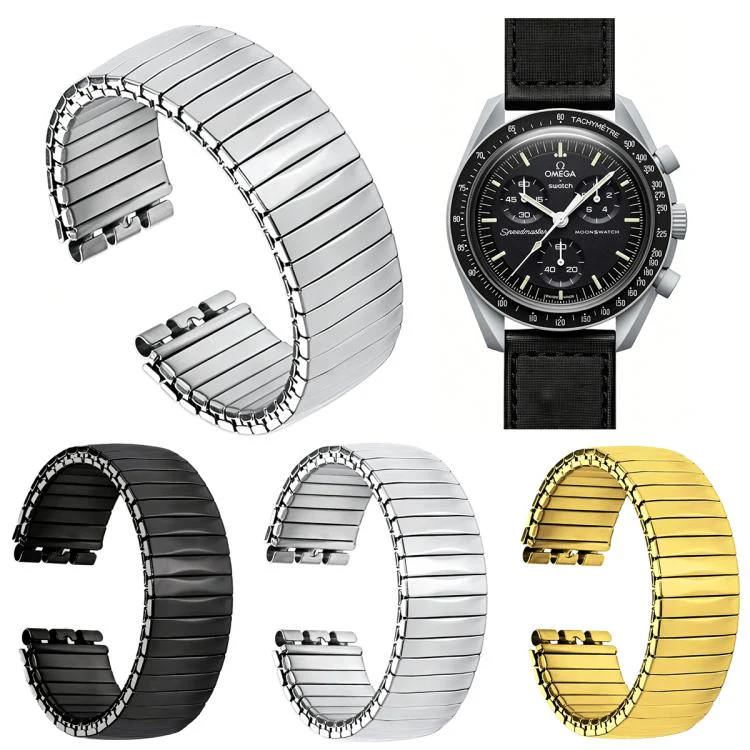 For Swatch 17mm xDfind Trapezoid Stainless Steel Spring Elasticity Watch Band(Silver) - Image 2