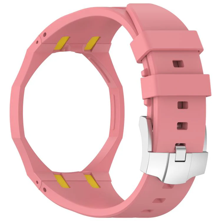 For Swatch Royal Pop Integrated Stainless Steel Pin Buckle Contrast Color Silicone Watch Band(Pink Yellow) - Image 3