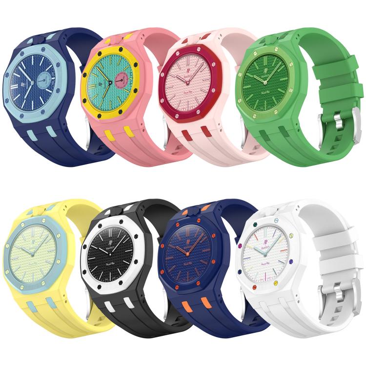 For Swatch Royal Pop Integrated Stainless Steel Pin Buckle Contrast Color Silicone Watch Band(Pink Yellow) - Image 6