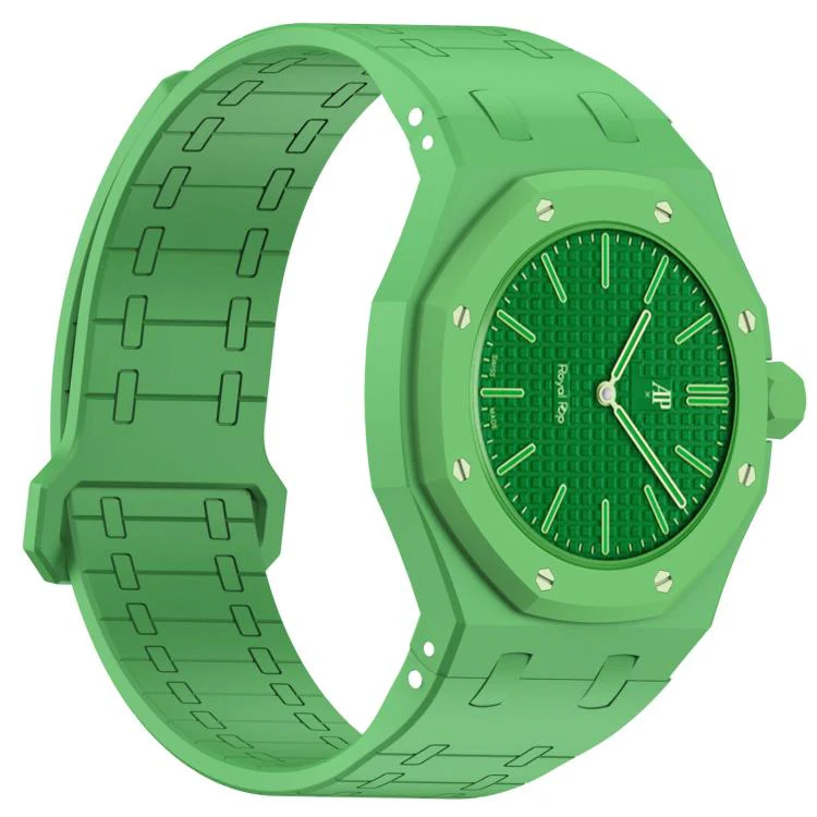 For Swatch Royal Pop Integrated Three O Clock Side Magnetic Silicone Watch Band(Grass Green) - Image 5